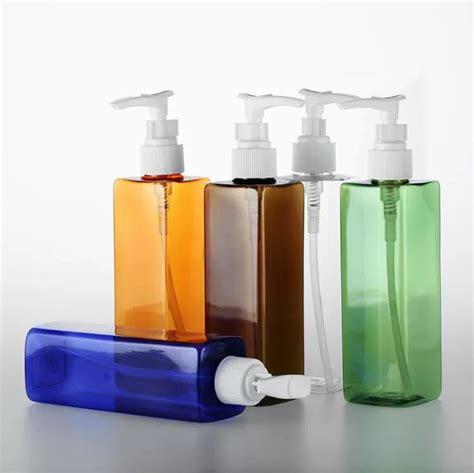 Buy Ml Green Amber Square Plastic Pump Lotion Bottle From Xuzhou