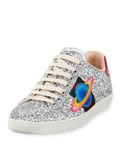 Gucci Saturn Glitter Low Top Sneakers In Metallic Modesens