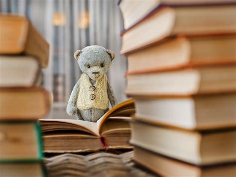 Premium Photo Teddy Bear Teddy Reading A Book In The Library