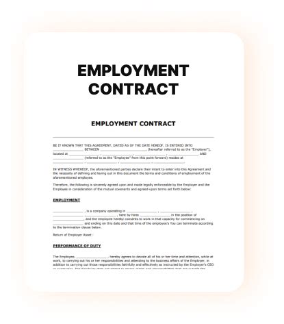 Employment Contract Agreement Employment Contract Sample