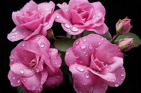 Premium AI Image Three Pink Roses With Water Droplets On Them