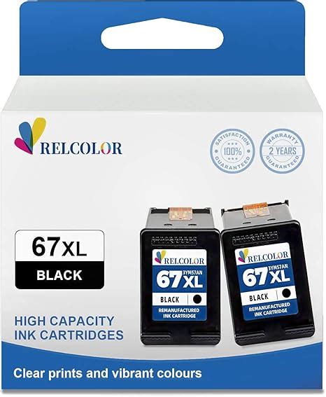 Relcolor 67xl Hp67 Cartridge For Hp Ink 67 Xl Black Combo 2700 2700e 2752 2752e 2732