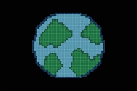 Cute Pixel Cartoon Game Bit Character Earth World Planet Cross Stitch