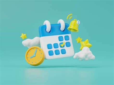 Render 3d De Calendario Con Despertador Y Campana Aislado En Verde