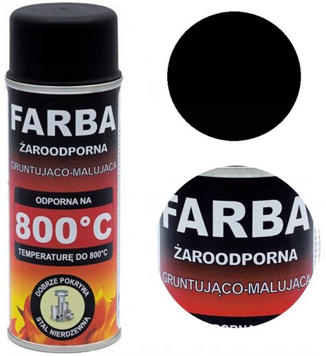 FARBA ŻAROODPORNA W SPRAYU DO KOMINKA GRILLA PIECA 400 ML HANSA CZARNA