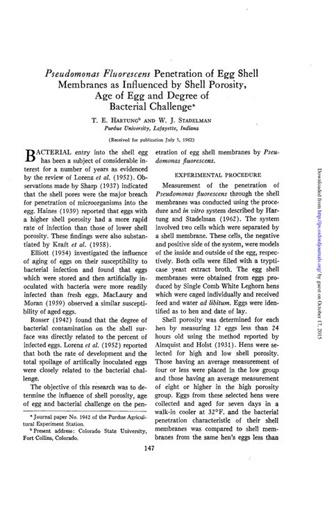 Pdf Pseudomonas Fluorescens Penetration Of Egg Shell Membranes As