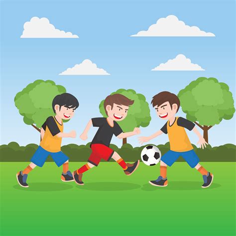 Dibujos De Niños Jugando Al Fútbol Material De Antecedentes Los Niños