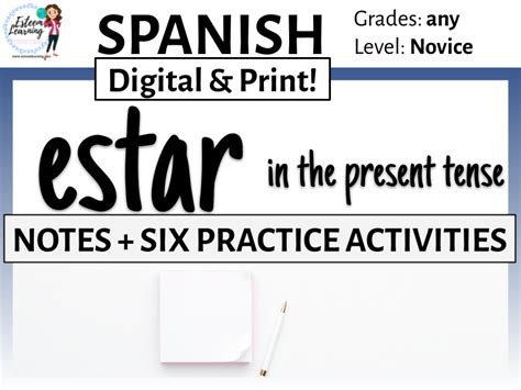 Verb Estar Conjugation Notes And Practice Teaching Resources