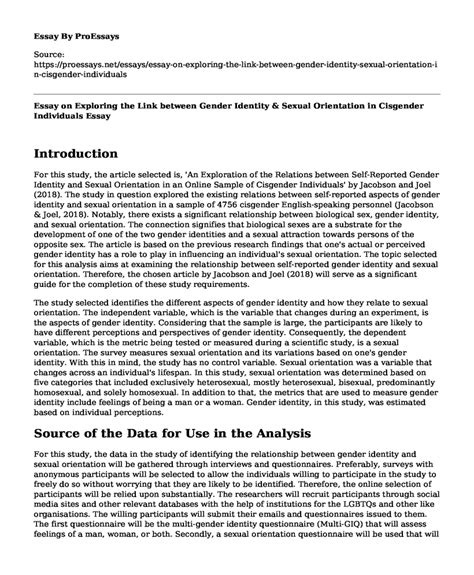 📌 Essay On Exploring The Link Between Gender Identity And Sexual Orientation In Cisgender