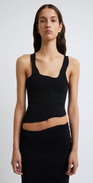 Christopher Esber Encircled Edge Ribbed Tank Top Black Xxs