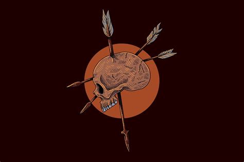 Skull With Arrows Vector Illustration Graphic By Epicgraphic