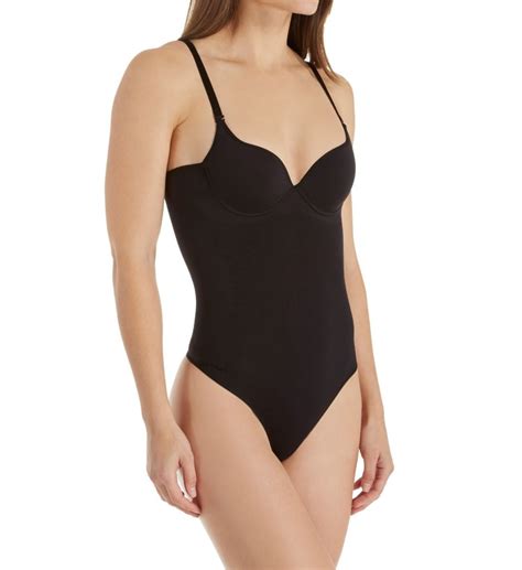 Slimme By Memoi Thong Bodysuit With Padded Underwire Bra