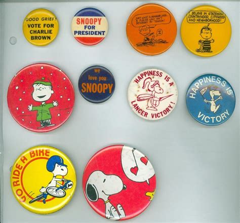 10 Vintage 1960s 80s Peanuts And Snoopy Cartoon Advertising Pinback