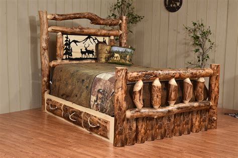 Aspen Log Bed With Six Drawers — Ma And Pas