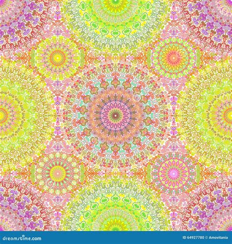 Colorful Hippie Mandala Seamless Pattern Stock Vector Image