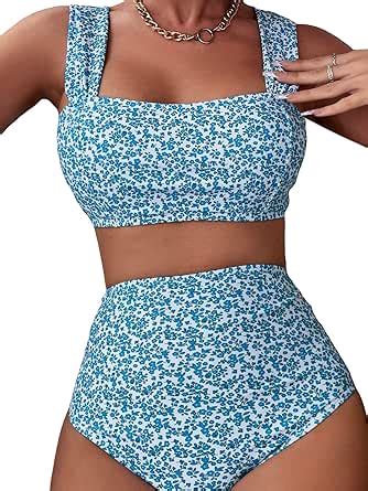 Amazon Makemechic Women S High Waisted Bikini Sets Ditsy Floral Piece Swimsuit Bathing