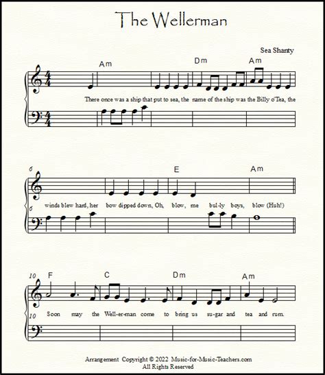 The Wellerman Sheet Music Easy Piano And Lead Sheets