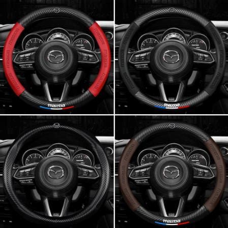 2021 Carbon Fiber Leather Car Steering Wheel Cover For Mazda 3 5 6