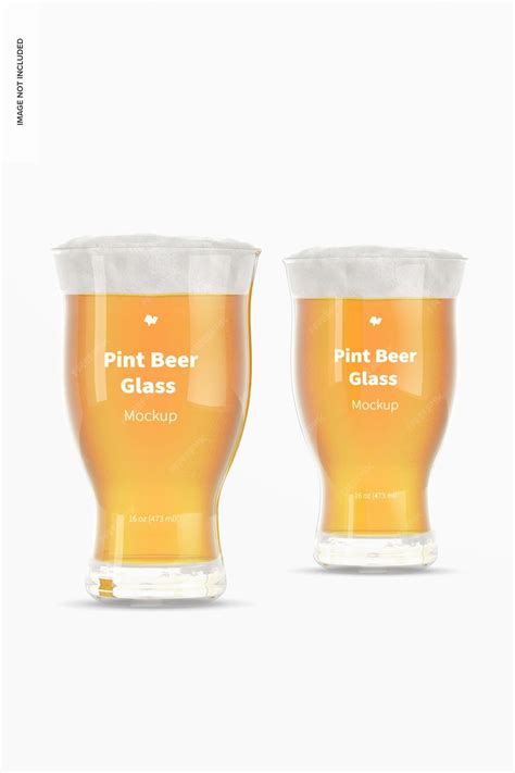 Premium PSD | 16 oz pints beer glass mockup