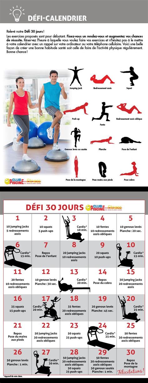 Défi Fitness Calendrier 30 Jours Fitness Challenge 30 Day