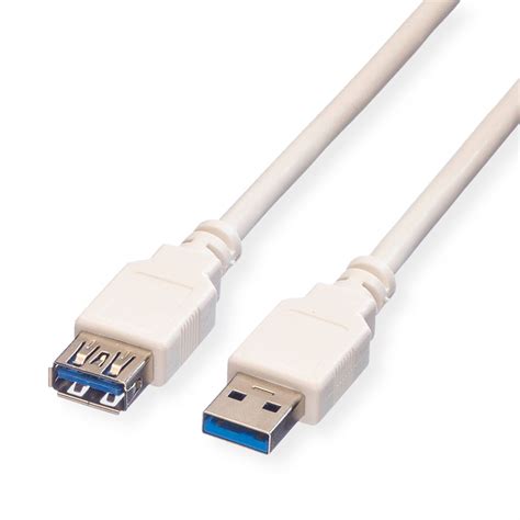 USB 3.2 Gen 1 Cable, Type A, M/F, beige, 1.8 m - SECOMP International AG