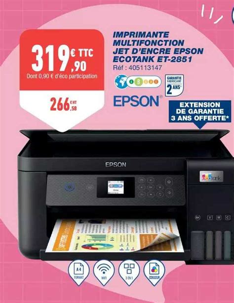 Promo Imprimante Multifonction Jet D Encre Epson Ecotank Et Chez