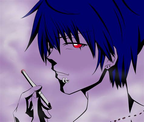 Cigarette, Blue Hair, Smoking, Red Eyes, Boy wallpaper - Coolwallpapers.me!