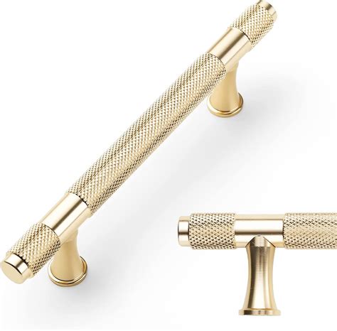 Amerdeco Pack Knurled Brushed Gold Cabinet Pulls Inch Length