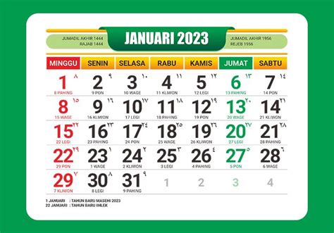 Download Template Kalender 2023 Hijriyah And Jawa Lengkap Cdr Png Denasetya In 2022