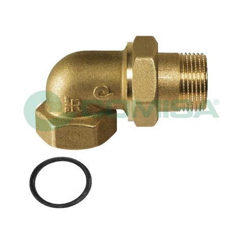 Raccordo Curvo 3 Pezzi Ottone Giallo MF 1 Tubo Acqua Giunzione Bocchettone