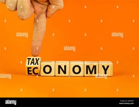 Taxonomy Or Economy Symbol Businessman Turns Wooden Cubes And Changes