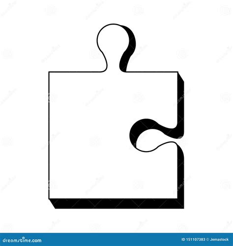 Puzzle Piece Symbol Isolated Cartoon in Black and White Stock Vector - Illustration of shape ...