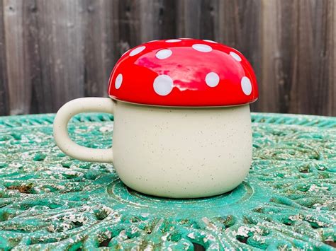 Red Mushroom Mug With Lid Coffee Mug Tea Mug Cute Mug Etsy Uk