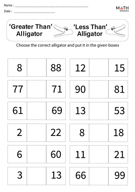 Greater Than Worksheets