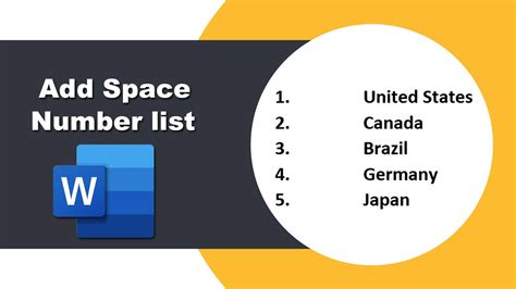 How To Add Space After Numbering In Word Youtube