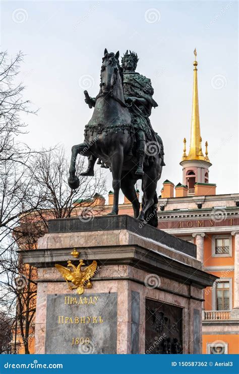 Peter the Great Statue in Saint-Petersburg, Russia Stock Photo - Image of horseman, engineers ...