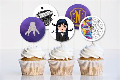 Wednesday Addams Inspired Cupcake Toppers Cupcake Tags Printable