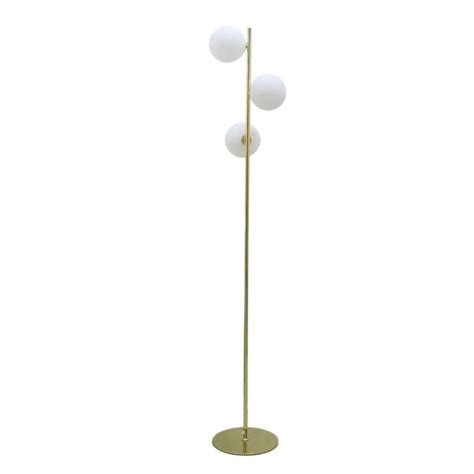 Gold Metal Floor Lamp With White Glass Shades Zurleys