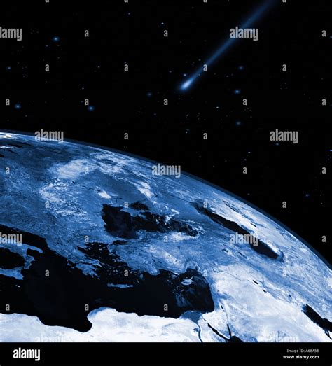 Asteroid Speeding Towards Earth Earth From Space Stock Photo Alamy