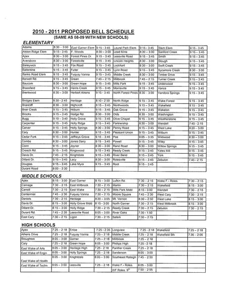 Wake County bell schedule | PDF