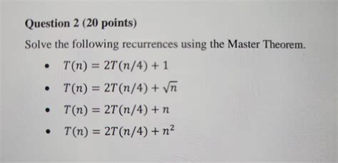 Solved Question 2 20 Points Solve The Following