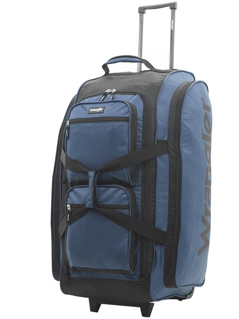 Wrangler 30" multi-pocket rolling duffel with telescopic handle, Navy ...