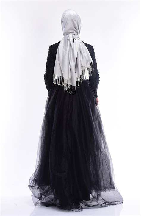 Black Hijab Evening Dress 0370 01 Sefamerve