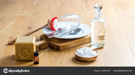 Green ingredients and essential oils for cleaning and domestic life — Stock Photo ...