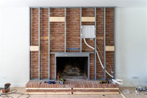 Framing Over Our Existing Brick Fireplace The Lks Address