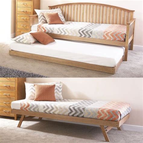 MADRID WOODEN 3FT SINGLE DAY BED FRAME TRUNDLE GUEST TRADITIONAL