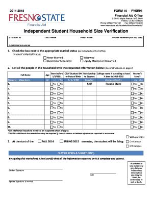 Fillable Online Fresnostate FORM 10 FVERHI Fax Email Print PdfFiller