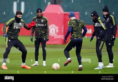 Manchester Uniteds Marcus Rashford Second Left Harry Maguire Left