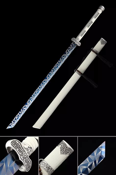 Straight Edge Sword Handmade Japanese Straight Edge Sword With Blue
