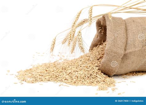 Sack With Grains And Ear Of Wheat Stock Photo Image Of Food Spike